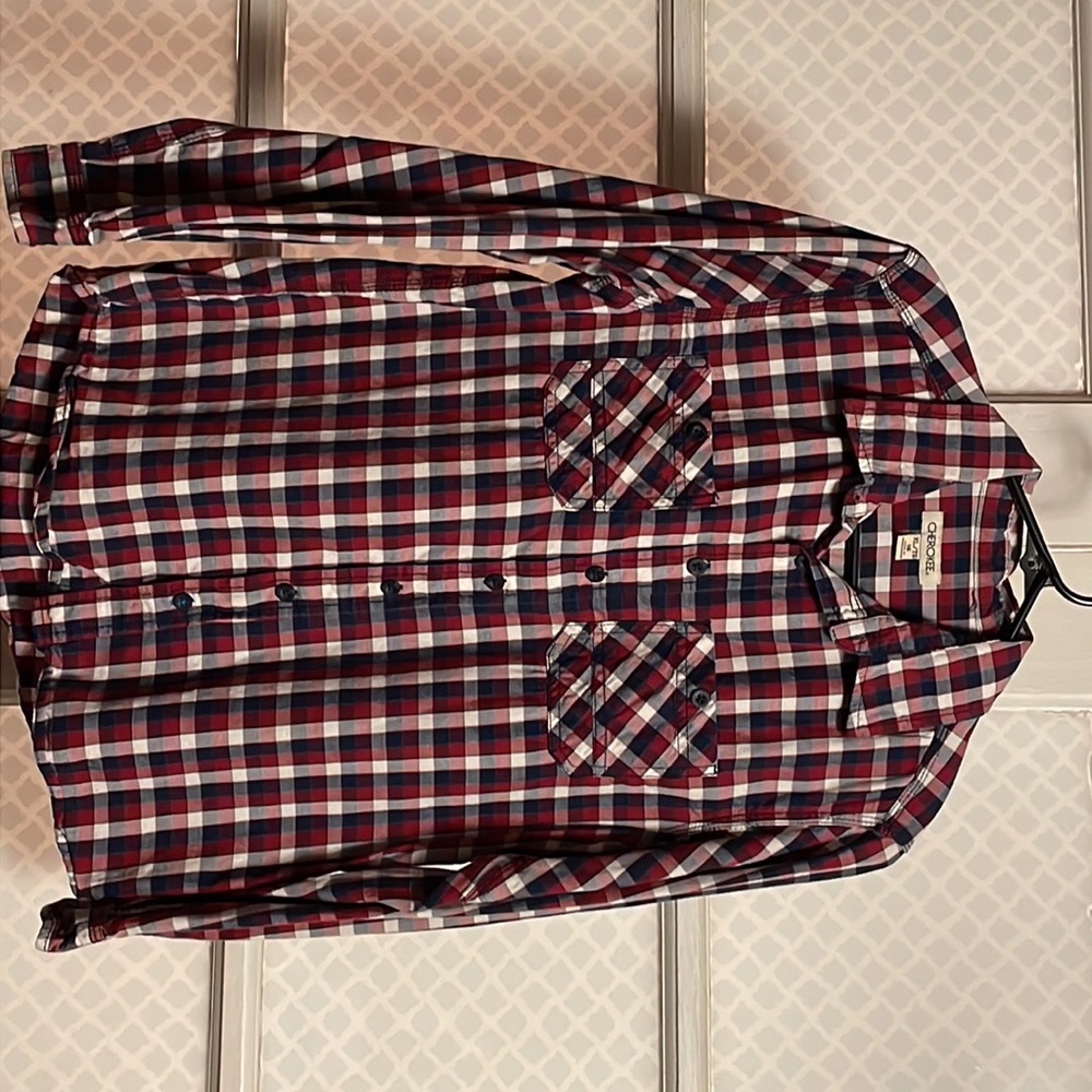 Boys Cherokee Button Down Long Sleeve Plaid Shirt